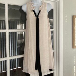 Jella C Cream Sleeveless Dress with Black Sash Medium